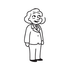 Old woman in formal clothes black and white vector illustration simple minimalist portrait design