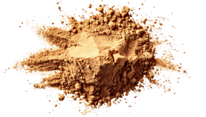 Pile of tan powder exploding