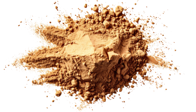 Pile of tan powder exploding