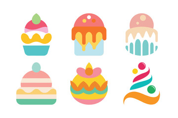 cupcak e vector color bundle
