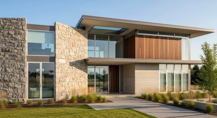 Modern Stone Exterior Home Design.