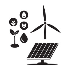 Renewable energy icon set