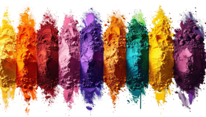 Vibrant powder pigments in a spectrum of colors