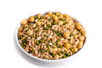 Mixed Grains Soybeans and Mung Beans in Bowl - Healthy Plant Based Protein Ingredients for Cooking and Milk Production