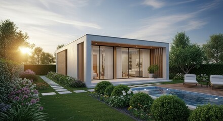 Modern Tiny House with Pool and Garden.