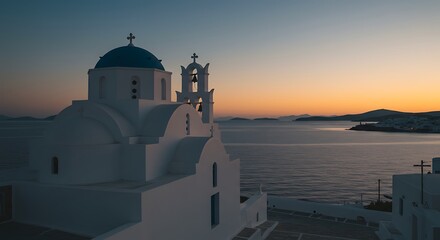 Sunset view of white church