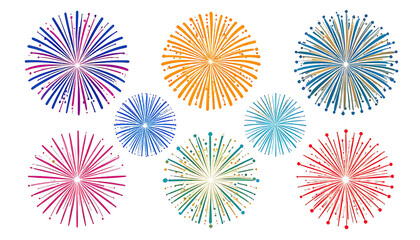 Colorful fireworks bursts against black background