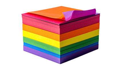 Colorful sticky notes in a cube shape