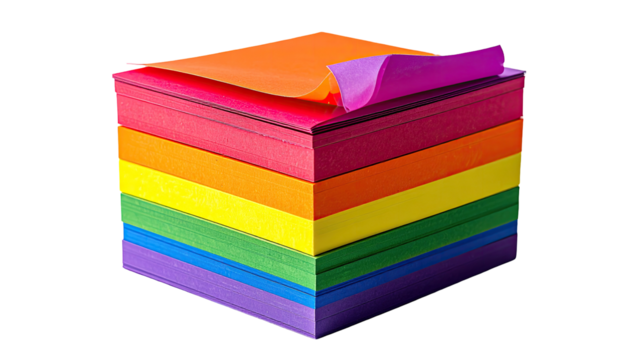 Colorful sticky notes in a cube shape