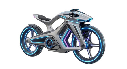 Futuristic electric motorcycle design with glowing accents and sleek lines