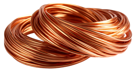pile of copper wire coils isolated on white background