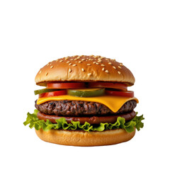 Mouthwatering Cheeseburger Delight Gourmet Kitchen Food Photography Vibrant Isolated on transparent background	