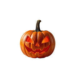 Spooky Carved Halloween Pumpkin Festive Celebration Home Decor Cozy Atmosphere Close-Up View Seasonal Fun Isolated on transparent background	