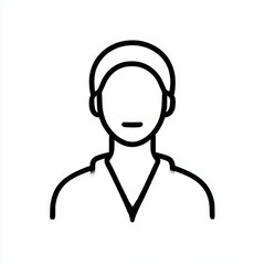 Outline user avatar icon, minimalist black and white, representing a generic profile or contact, with copy space