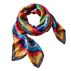 Vibrant Silk Scarf Display Fashion Boutique Product Showcase Indoor Close-Up Textiles and Artistry Isolated on transparent background	