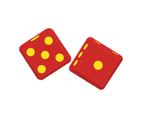 Red dice pair with yellow dots isolated on white background