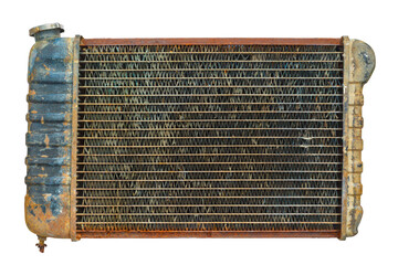 An old and worn out radiator isolated on white