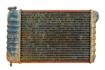 An old and worn out radiator isolated on white