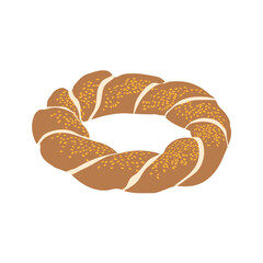 Simit, Turkish bagel - hand drawn isometric vector illustration.