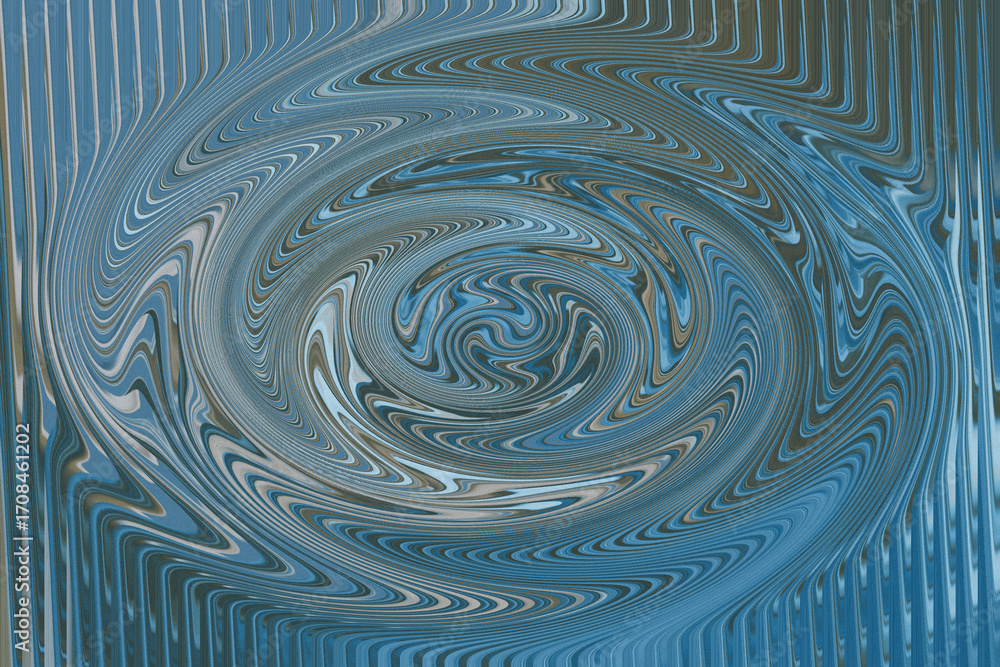 Poster abstract blue vortex with textured lines and swirling patterns, digital art