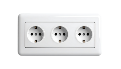 White electrical outlet, three receptacles