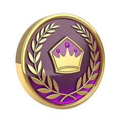Golden crown laurel wreath purple background