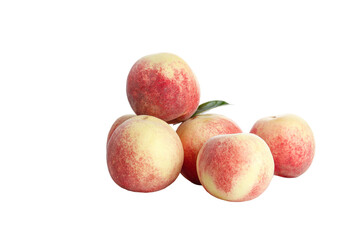 Fresh Golden Red Peaches from Shandong on White Background - Autumn Fruit Photography