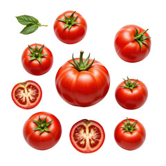 Fresh Red Tomatoes Displayed Kitchen Counter Food Photography Natural Light Close-Up Culinary Inspiration Isolated on transparent background	