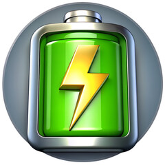 Green battery with gold lightning charge
