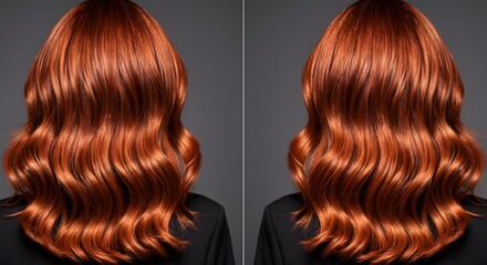Fototapeta premium Stunning Copper Red Hair Waves: A Showcase of Vibrant Color and Luxurious Texture