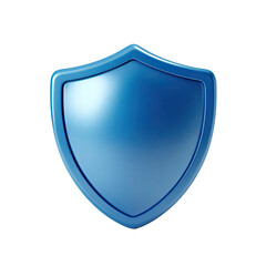 3D rendered blue shield, glossy finish