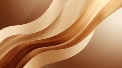 Elegant Golden Brown Wave Background – Abstract Coffee Design for International Coffee Day
