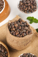 Fresh Pine Nuts in Burlap Sack - Healthy Natural Food Ingredients