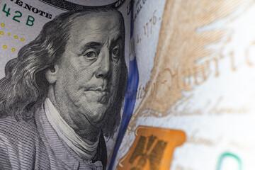 Close-up of Benjamin Franklin on 100 Dollar Bill