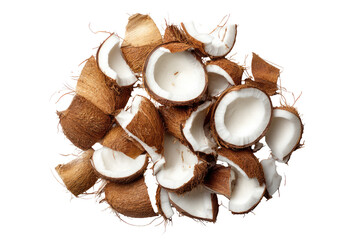 Pile of chopped coconut shells