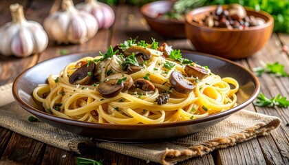 italienische Pasta mit Pilzen