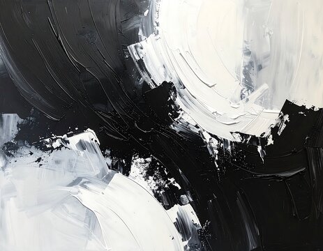 Abstract painting in black and white