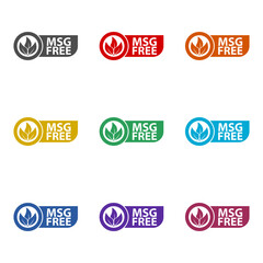 MSG free sign icon isolated on white background. Set icons colorful
