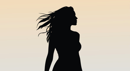 Silhouette of a Woman with Loose Hair
