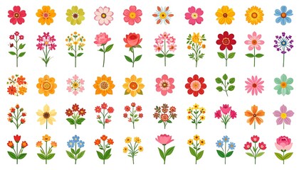 Colorful flower icons