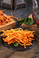 Traditional Chinese Cordyceps Herbal Medicine Golden Dried Fungus Natural Health Supplement Ingredient