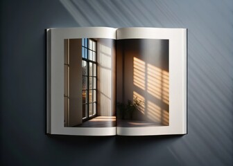 Open Magazine Cover And Pages Mockup With Shadows And Lighting