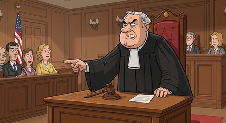 Judge addressing courtroom