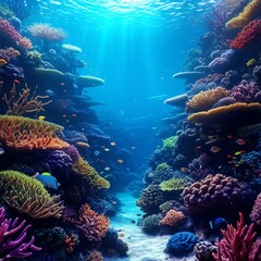 Obraz premium Vibrant Coral Reef Ecosystem Underwater Paradise Colorful Marine Life