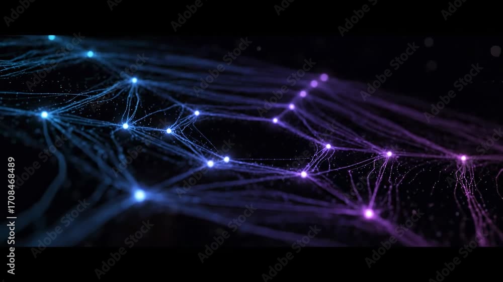 Wall mural abstract digital cosmic web of interconnected glowing lines, seamlessly looping dynamic, data, abstr