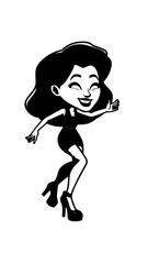 Beautiful woman dancing black and white vector illustration elegant graceful artistic silhouette design