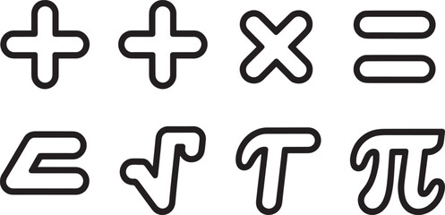 Rounded Mathematical Symbols Vector Set Essential Icons for Education and Technical Illustrations