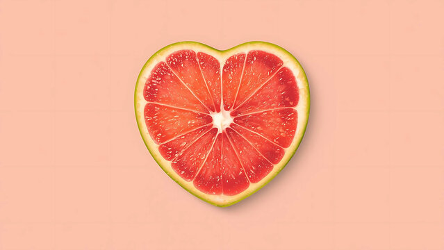Pop Art Heart Shaped Grapefruit Slice in Bold Vibrant Colors