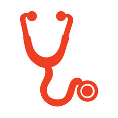 Obraz premium Red stethoscope icon symbolizing medical diagnosis, healthcare services, and professional physician consultation for wellness checks