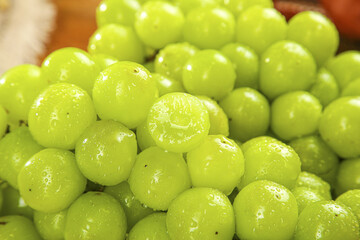Fresh Green Grapes with Water Droplets - Healthy Organic Fruit